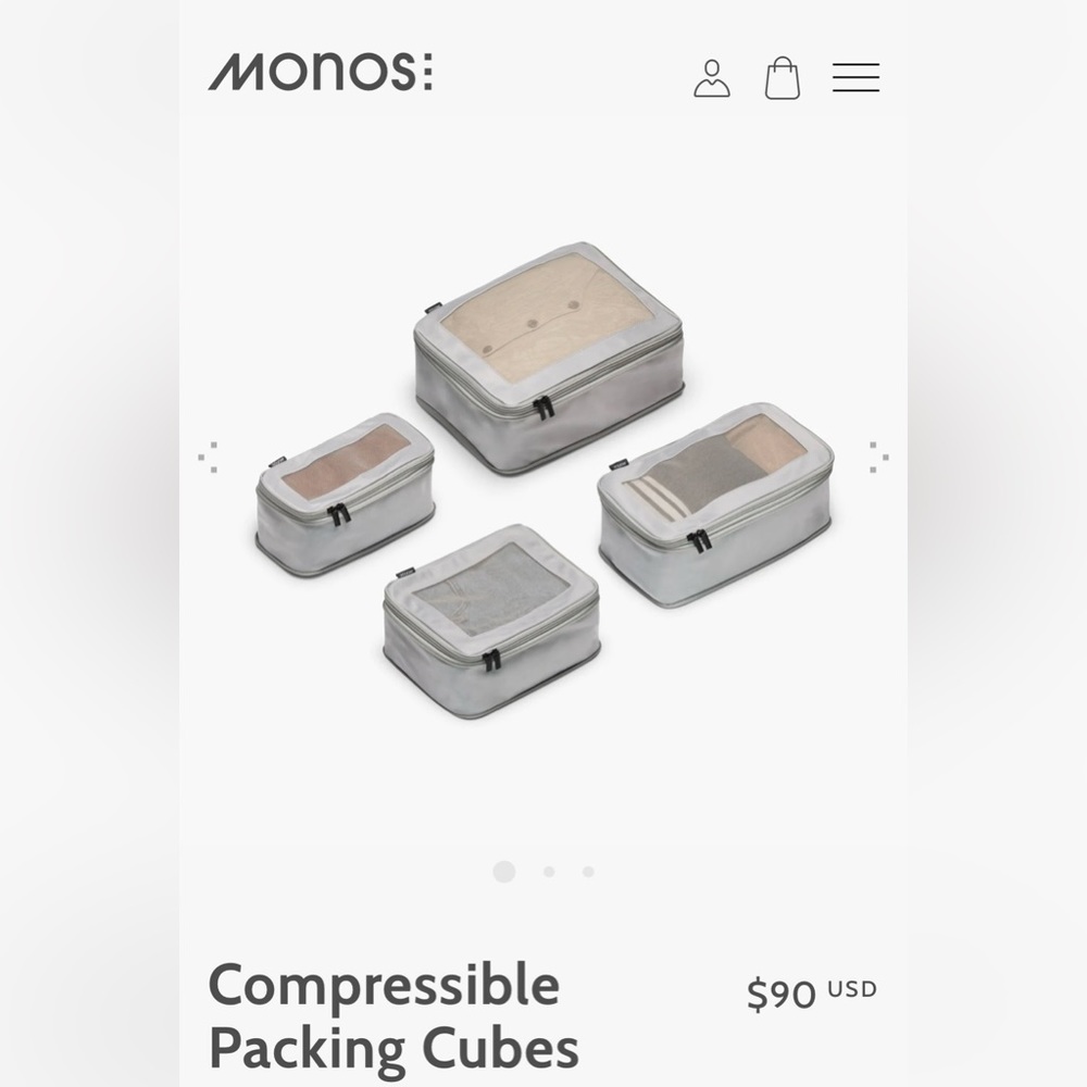 Monos packing cubes set of 4 in grey - like new